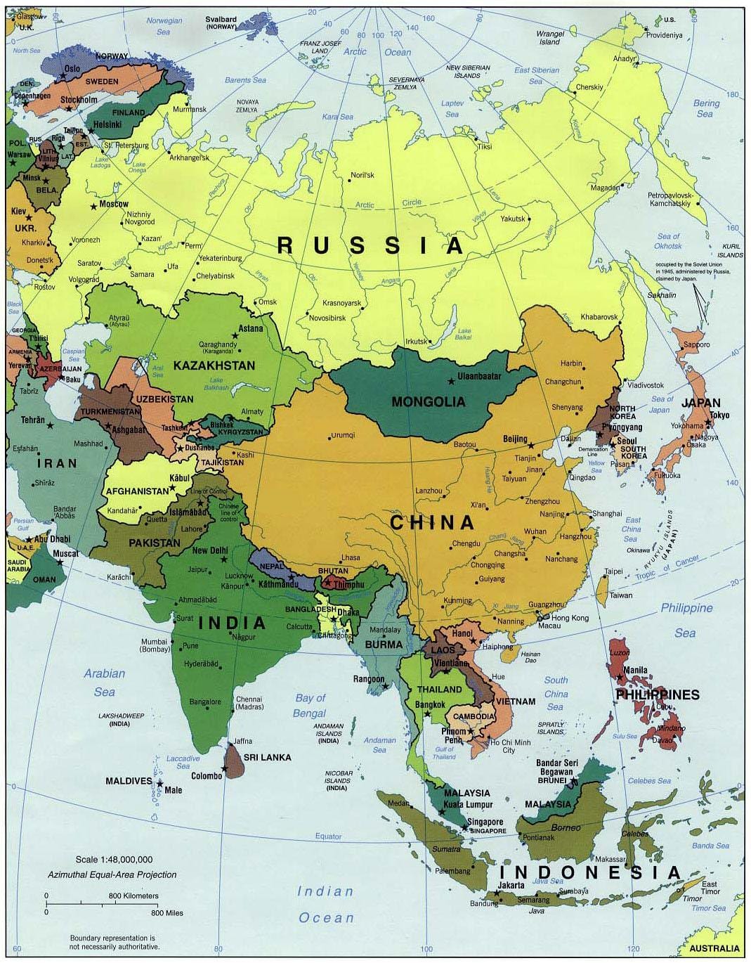 Китай и околните страни карта
