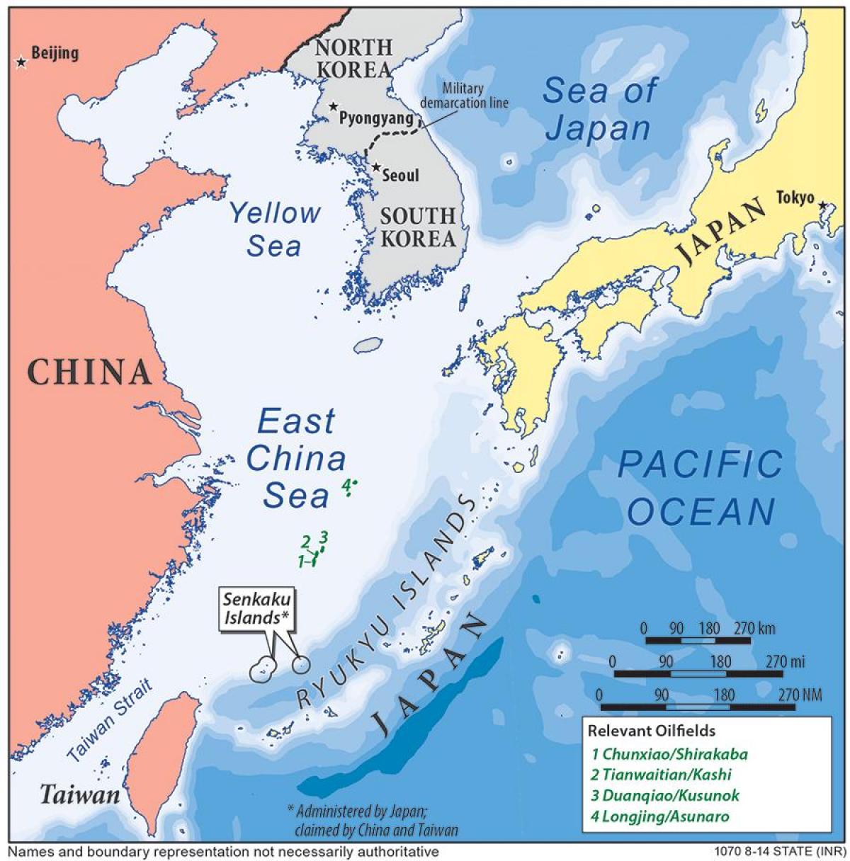 карта на Източен китай море