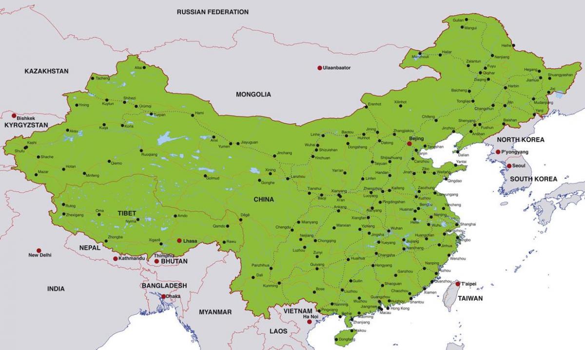 Китай карта градове