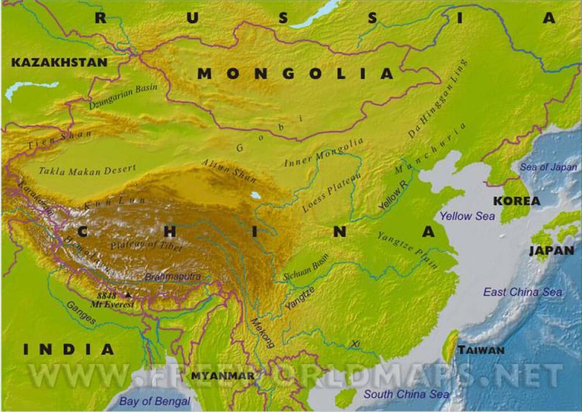 Китай физическа карта