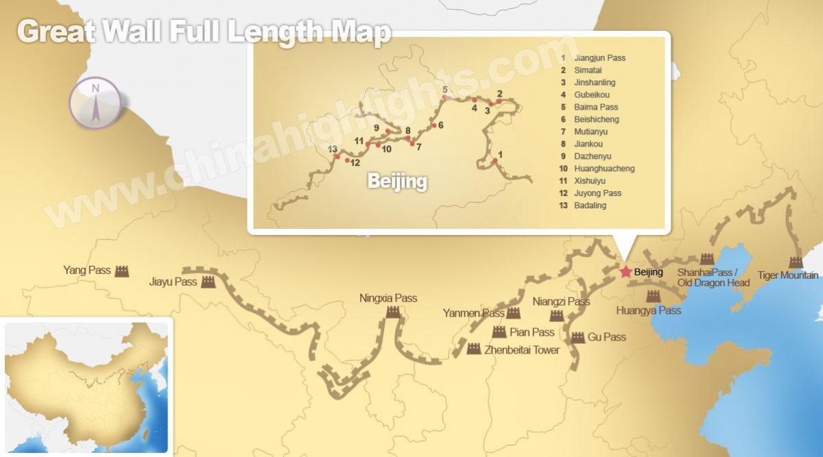 великата Китайска стена карта