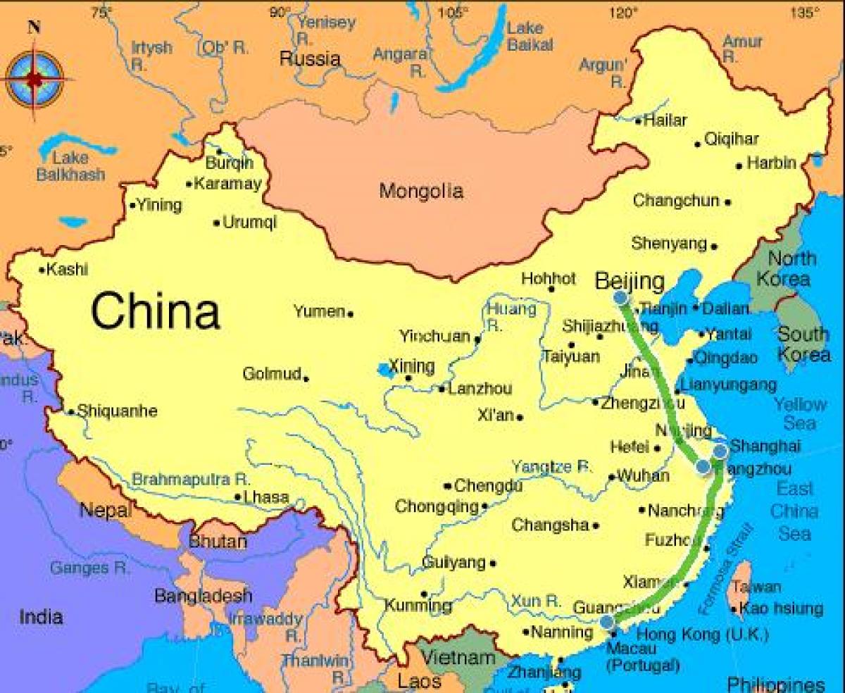 Континенталната част на Китай картата