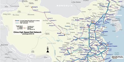 Високоскоростна железопътна линия от Китай на картата