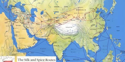 Пътят на коприната от Китай на картата