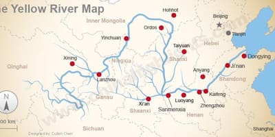 Китай картата жълтата река
