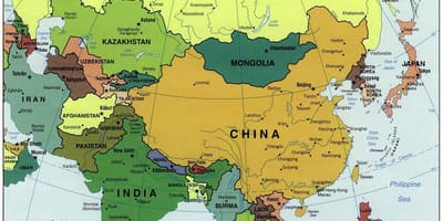 Китай и околните страни карта