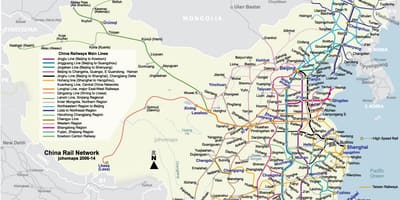 Карта на железниците на Китай