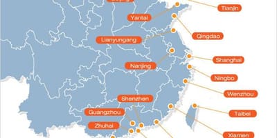 Карта на китайските пристанища