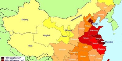 Карта на Китай населението
